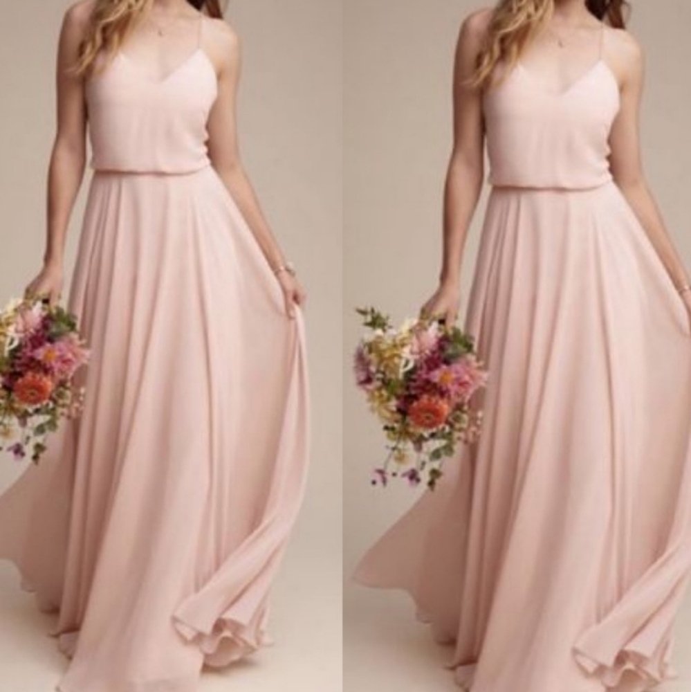 Jenny Yoo Inessee peach long dress 3